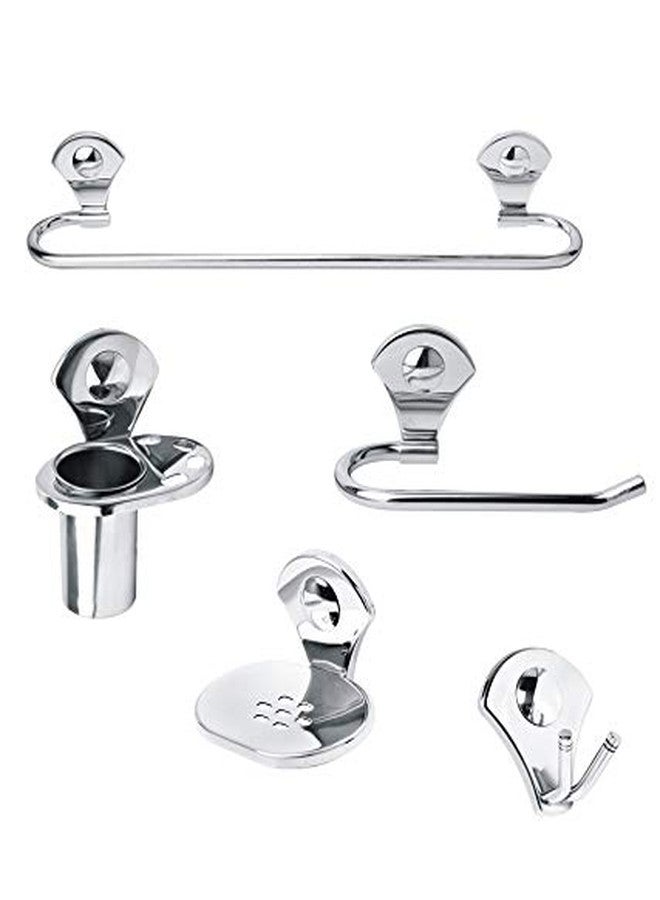 Handy Stainless Steel Bathroom Accessories Set Napkin Ring-Towel Rod-Soap Dish-Tumbler Holder-Rob Hook (5 Piece). - Image 1